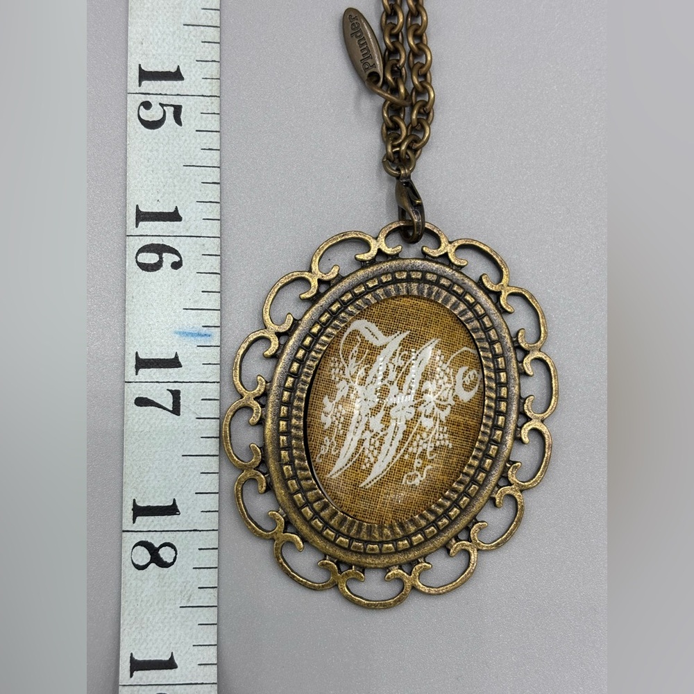 Brass Initial “W” Pendant Long Necklace